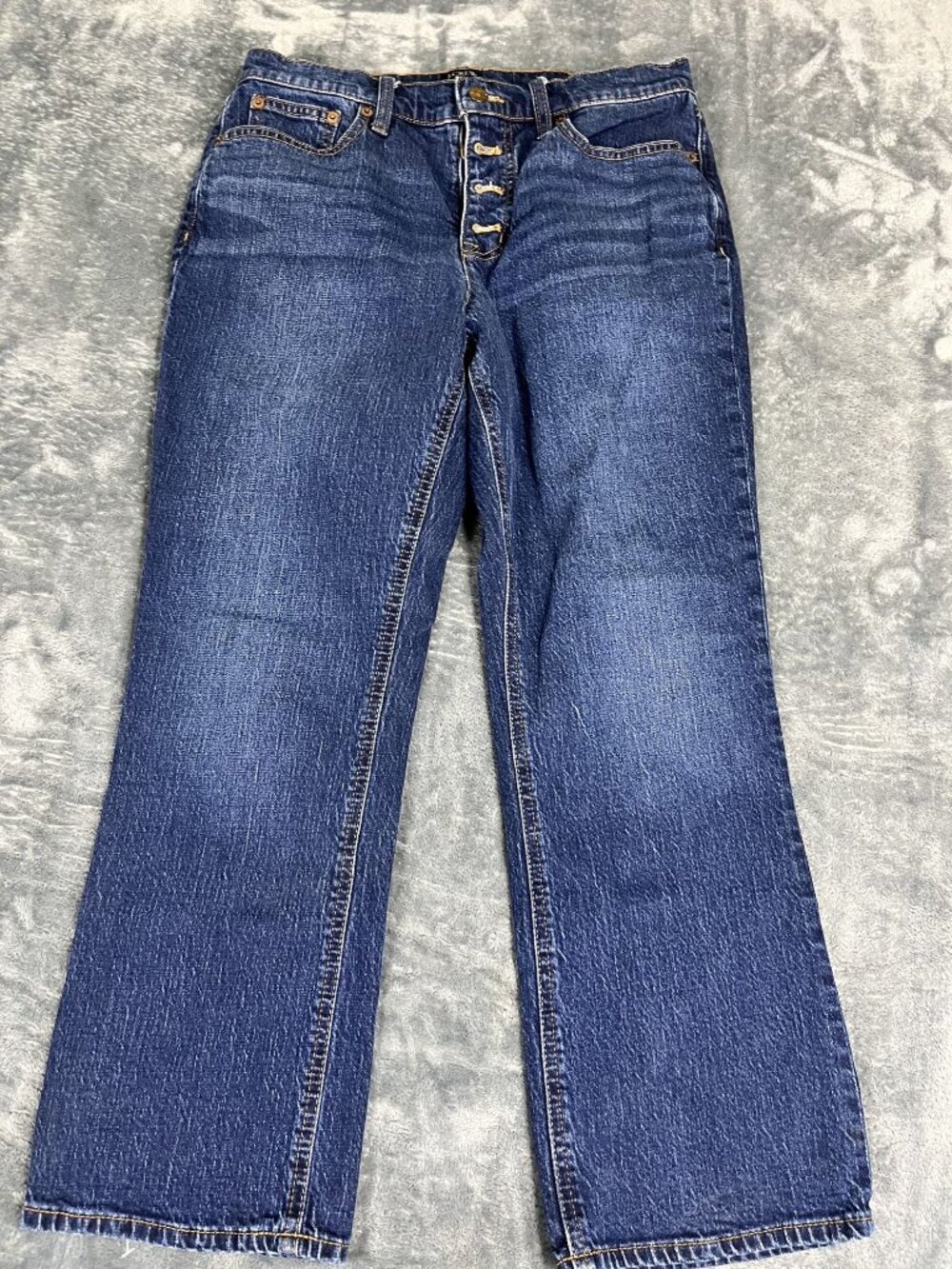 J.Crew Womens Mid-Rise Flare Crop Jeans Dark Wash Button Fly 29